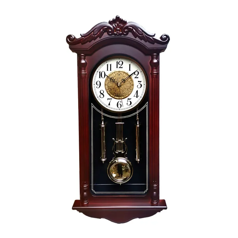 Large Pendulum Wall Clocks Living Room Luxury Wood Retro Silent Swing Wall Watches Vintage Clocks Relol Para Casa Wall Clock Hot