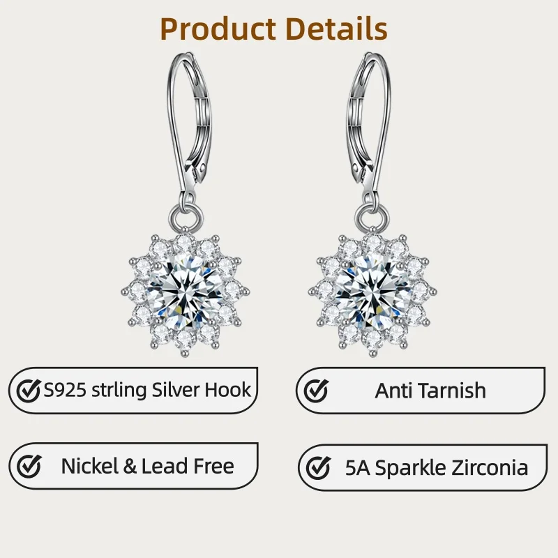 

Ювелирные изделия LAMVOICE для женщин/серьги-крючки с цирконием, серьги из стерлингового серебра S925, подарок на День святого Валентина для нее