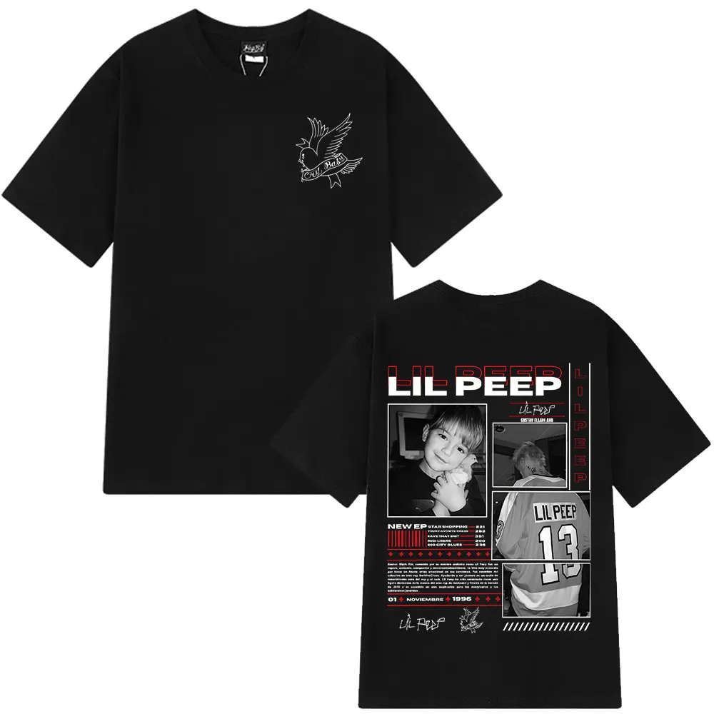 Рэпер Lil Peep Crybaby Hellboy 2025, винтажная футболка в стиле хип-хоп, мужская и женская одежда, хлопковые футболки большого размера с короткими рукавами