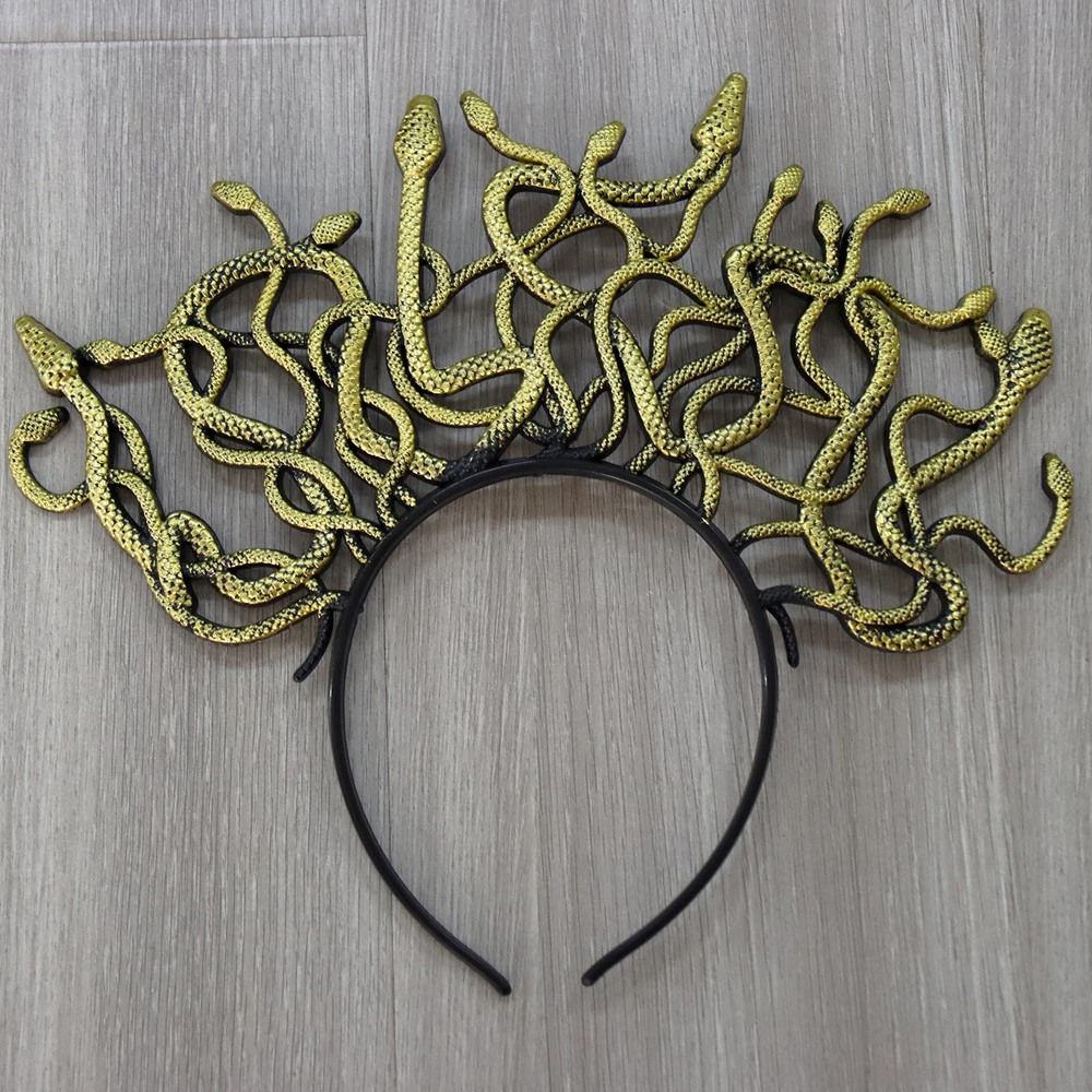 Women Medusa Headpiece Cosplay Girl Headwear Ancient Greek Mythology Snake Shape Headdress Halloween Carnival Costume Party Prop