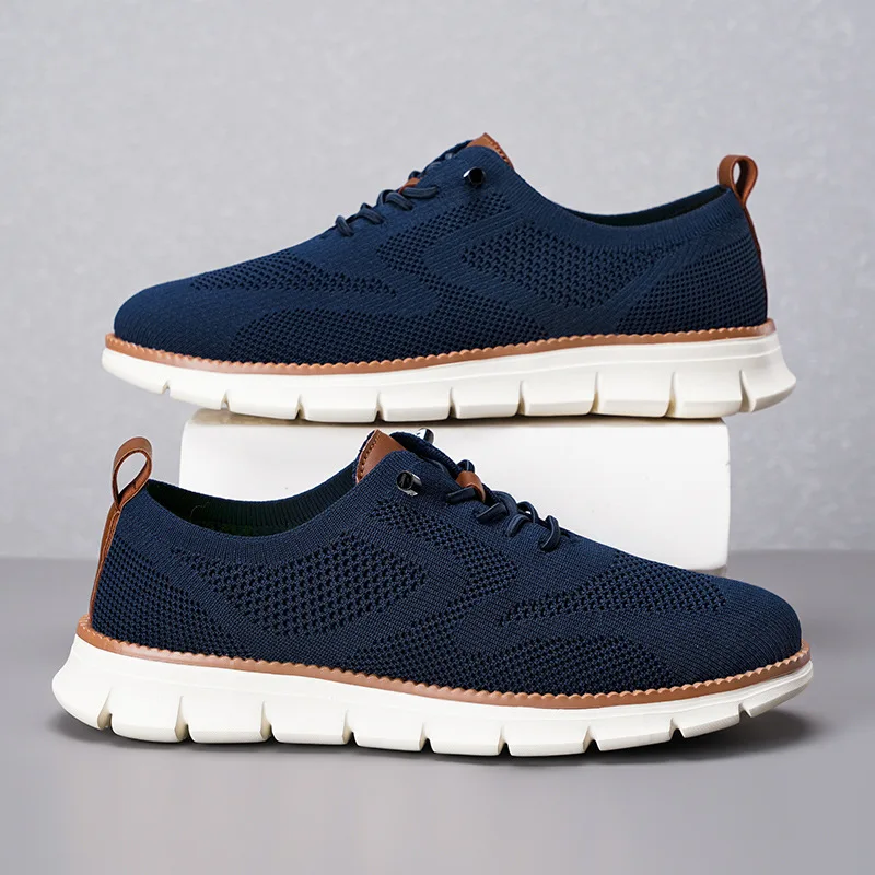 

2026 New Men's Casual Loafers Breathable Mesh Slip-On Shoes Lightweight Lace-Up Design Spring Summer Fashion Flat Heel