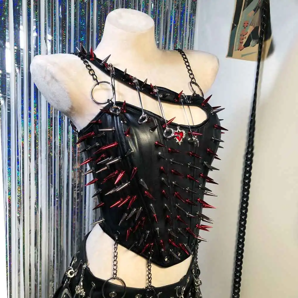 

90s DIY Teen Gothic Tanks Cyber Grunge Y2K Halter Camisole TOPS E-Girls Punk Rock Trendy Eco Kawaii Hand Made Emo Harajuku Goth