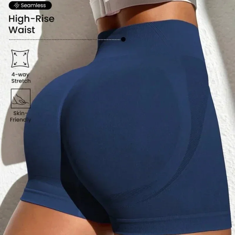 Hoge sterkte schokabsorberende nauwsluitende draad sport top met korte mouwen voor dames naadloze hoog getailleerde strakke broek shortset