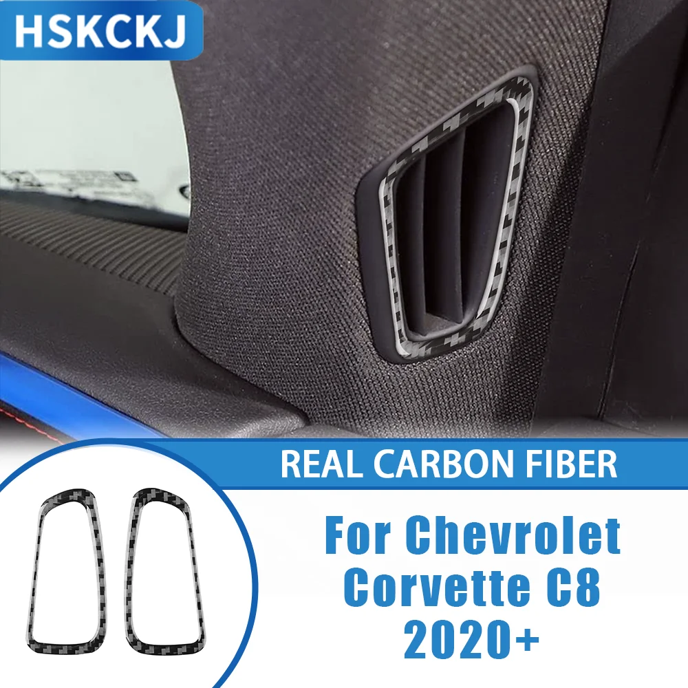 

Car Accessories Carbon Fiber Interior Inner A-pillar Air Outlet Frame Decal Cover Trim Sticker For Chevrolet Corvette C8 2020—up