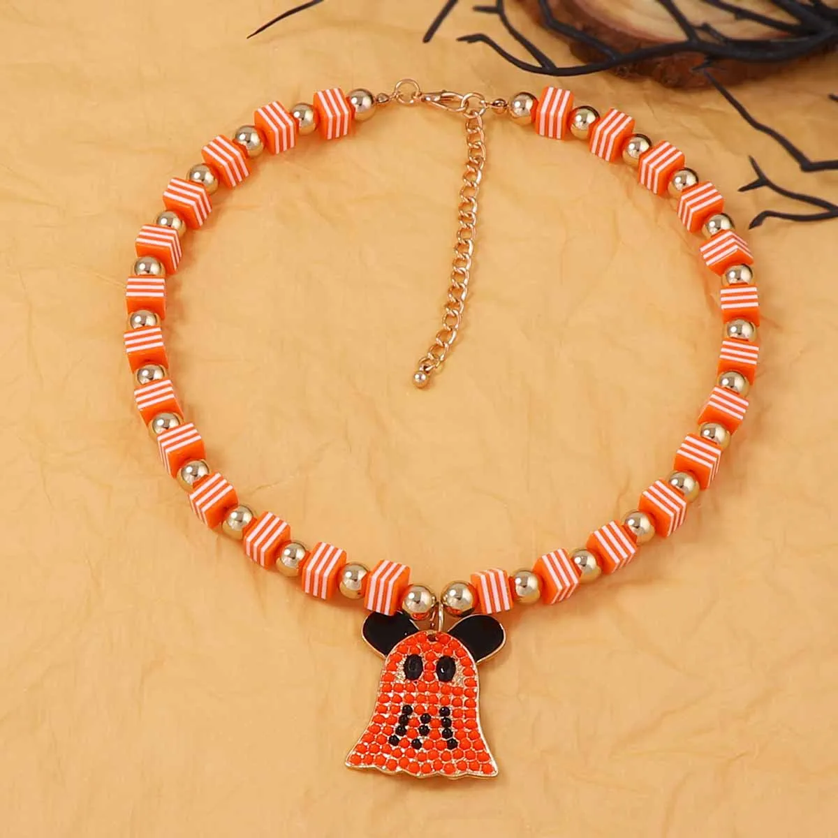 

2025 New Halloween Personality Cute Alloy Ghost Pendant Simple Necklace Jewelry Accessories Party Jewelry Gifts