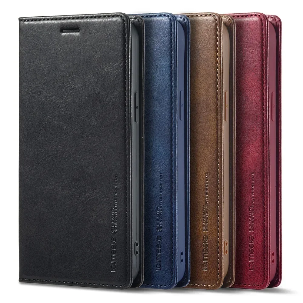 More Durable Leather Case for iPhone 14 13 12 11 Pro XS Max Mini XR 8 7 Plus SE 2022 2020 Magnetic Flip Cover Rfid Protection