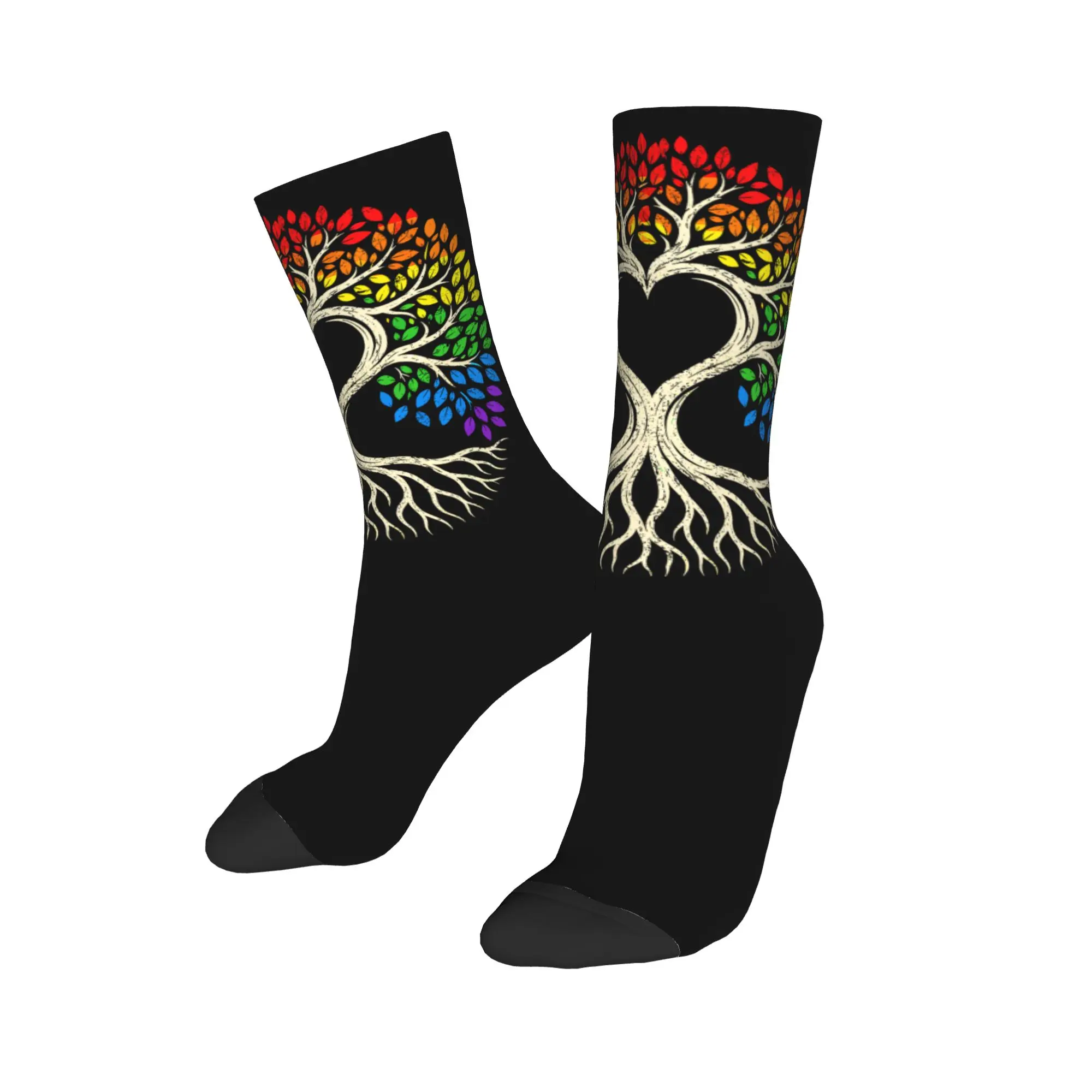 New Men's Socks Harajuku Tree Life Rainbow LGBT Gay Pride Flag Ally Sock Polyester  Women's Socks Spring Summer Autumn Winter