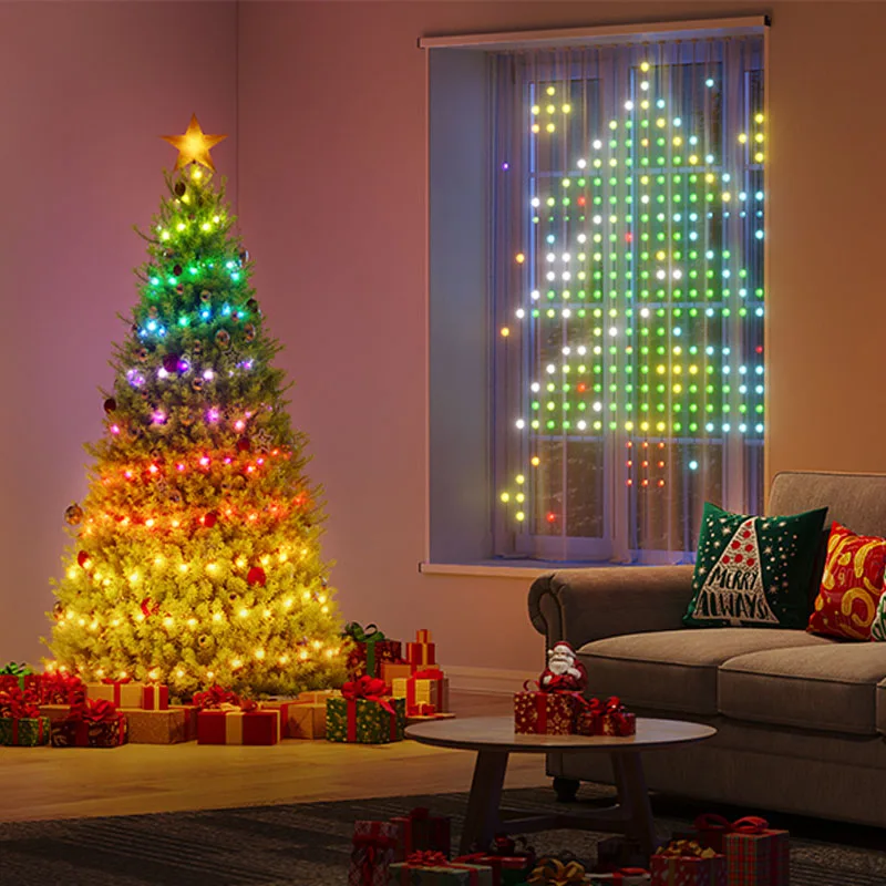 스마트 커튼 조명 & 스마트 크리스마스 트리 조명 WiFi 앱 제어 400LED DIY 음악 모드 IP65 방수 크리스마스 트리 장식