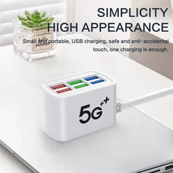 USB Charger 6 Port Power Strip Universal Electric Socket EU/US Plug Phone Charger Adapter Multifunction Extension Cable Socket