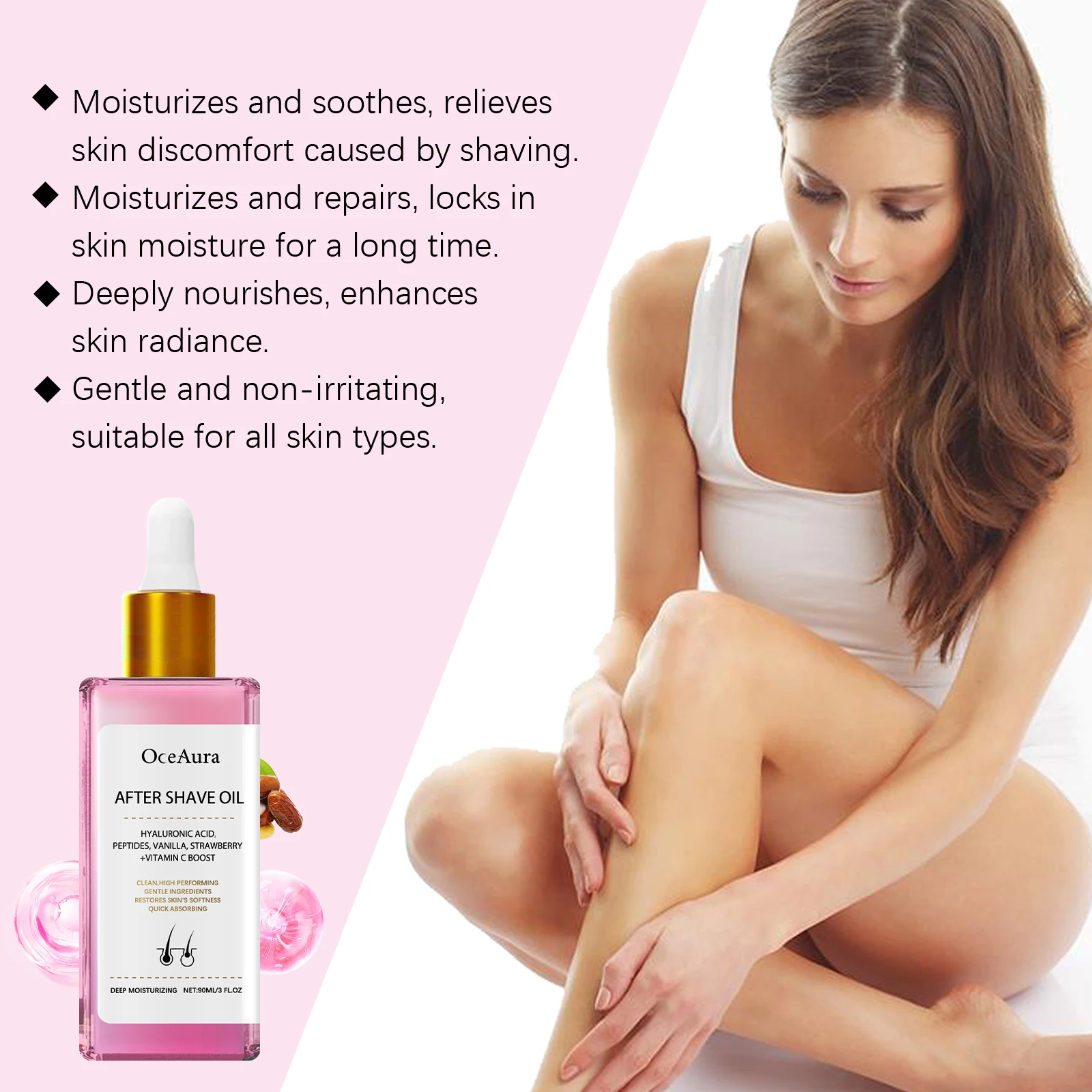 Strawberry Vanilla After Shave Oil Women For Smooth Skin Soft Serve After Shave Oil Shave Oil Prevent Ingrown Hairs & Dryness