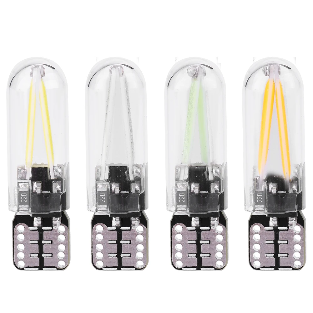 COB Filament LED 12V W5W T10 194 Glass COB Filament LED Car Interior Reading LED Bulb DRL Trunk Light