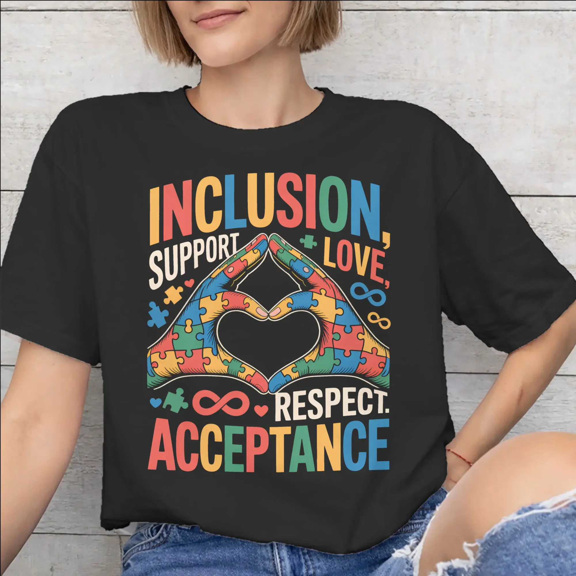 Autism Awareness Respect Love Support  Merch Men Women T Shirt Cotton Tee Print  T-shirt Clothing