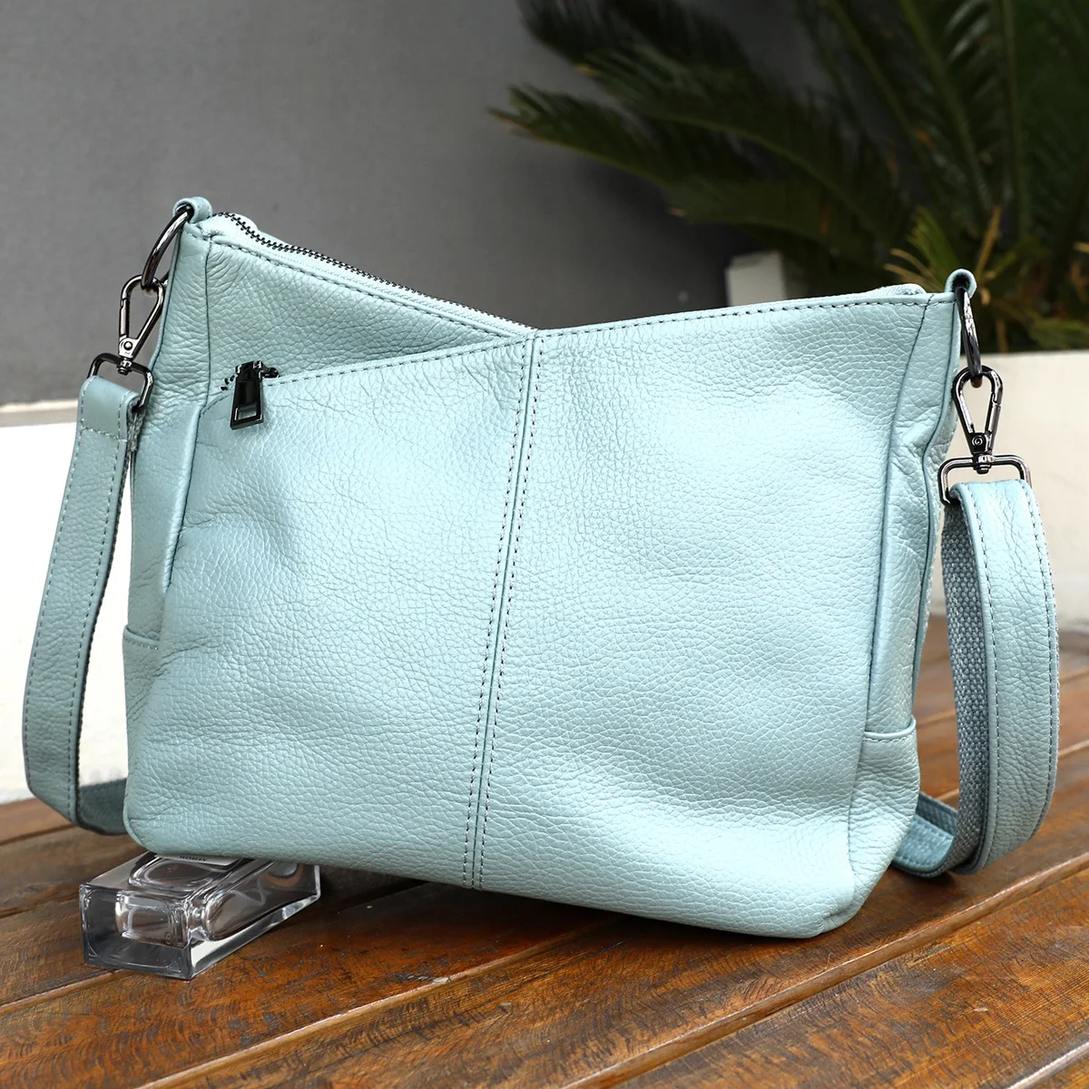 المرأة حقيبة كتف جلد طبيعي حقيبة كتف لينة رفرف حقيبة حقيبة متعددة جيوب حقيبة كتف كروسبودي حزمة الهاتف المحفظة #2