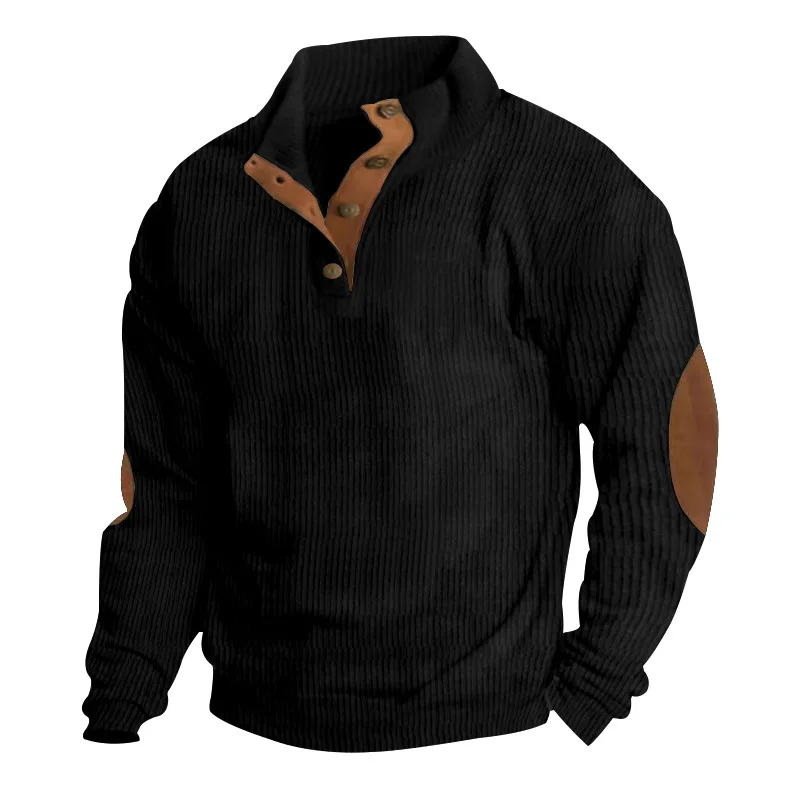 2024 hot-selling spring and autumn men\'s casual stand-up collar long-sleeved corduroy sweater spot