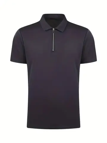 Amazon Herr Sport Koreansk casual trend slim fit kortärmad siden bomullskrage enfärgad t-shirt POLO businesskjorta 6 best sales Koreansk svart skjorta för män - №3