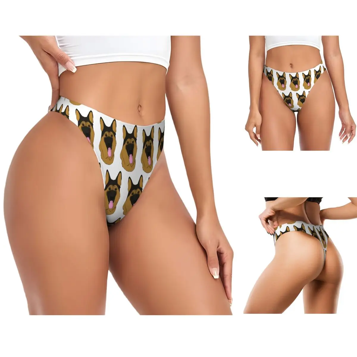 cueca-g-string-personalizada-pastor-alemao-preta-e-marrom-respiravel-elastica-confortavel-para-mulheres
