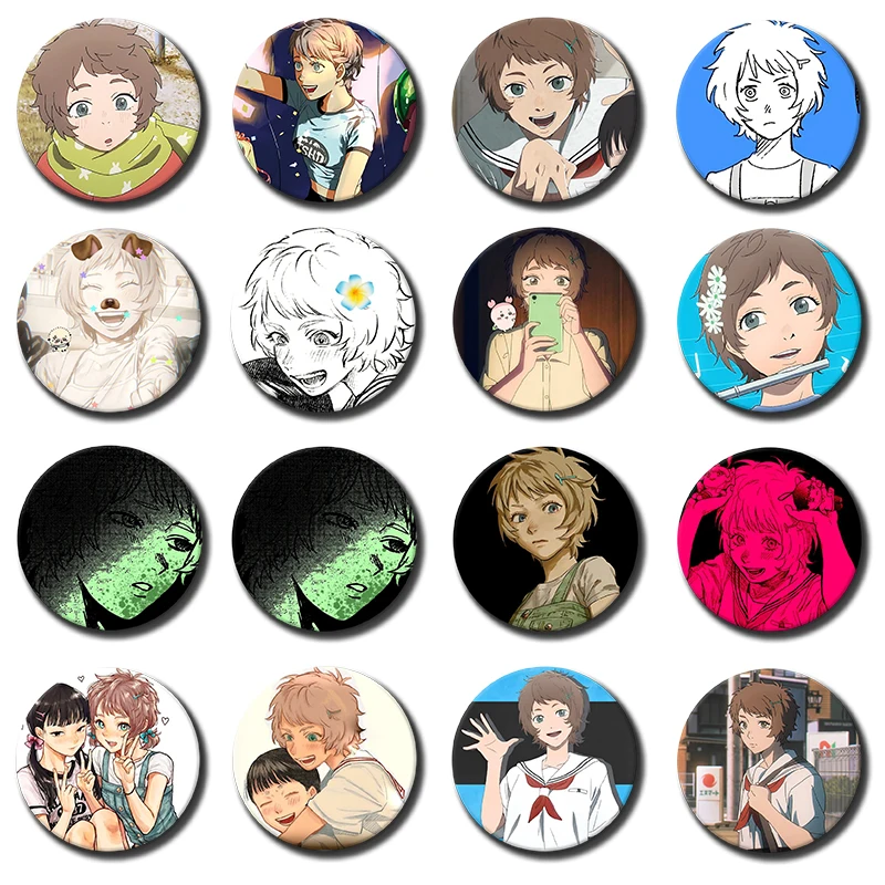 Anime Character Asako Yamagishi Badges Cartoon Cosplay The Summer Hikaru Died Badges for Bag Hat Jewelry Accessories Toys Gifts