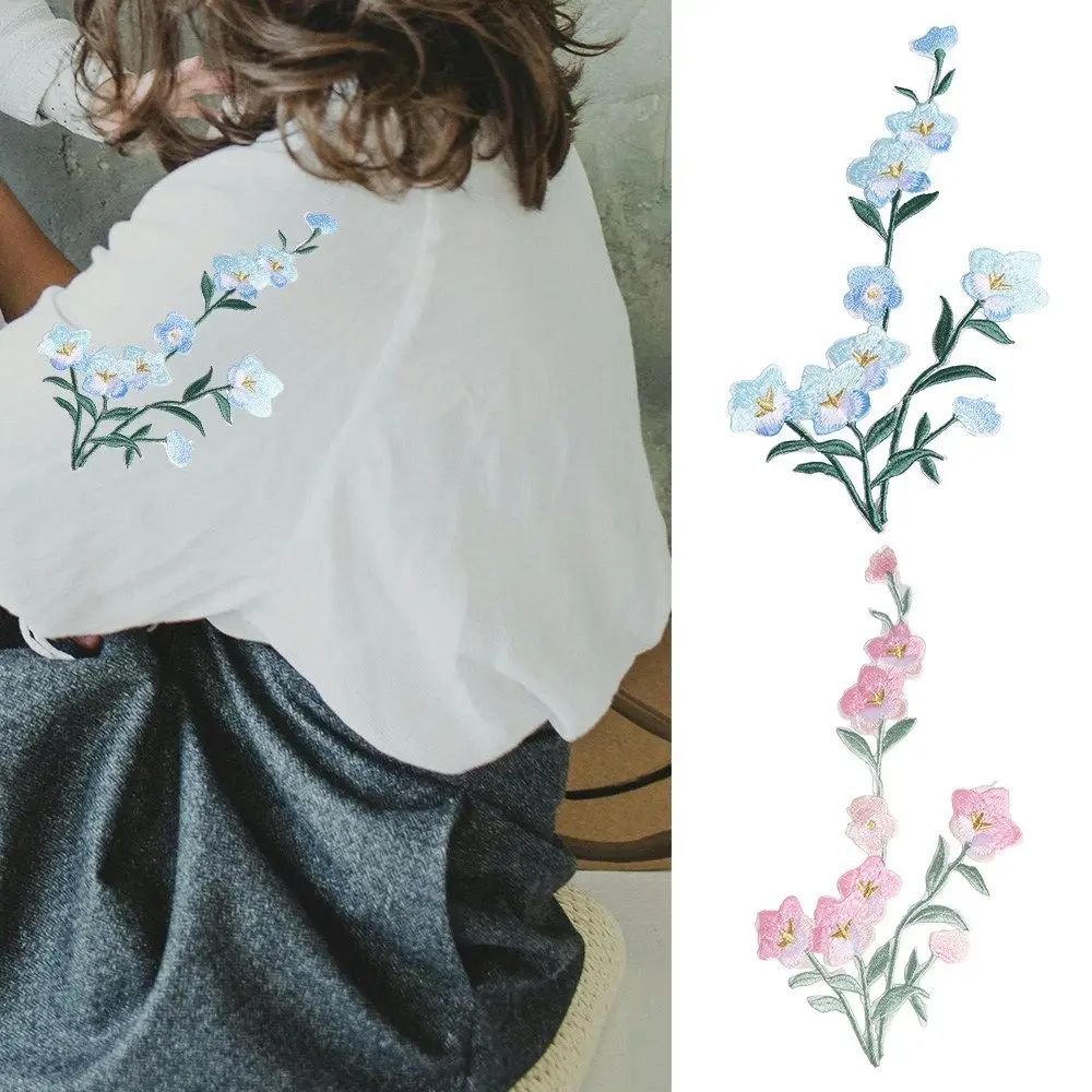 

Plum Blossom Flower Embroidered Patches Elegant Iron on Clothing Applique Exquisite Vintage Clothes Patches Sewing