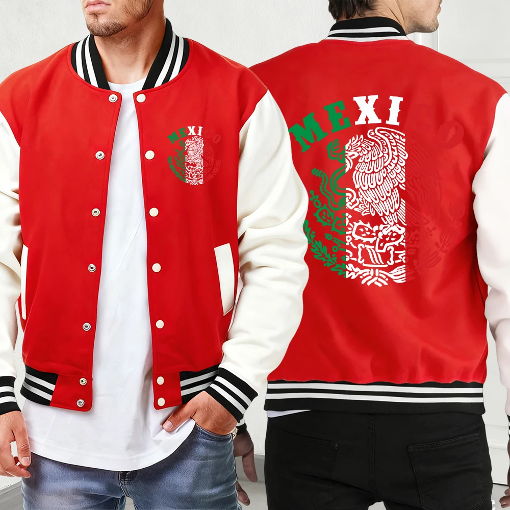 

Мексиканская буква с орлом, креативный узор, мужская одежда, мужские карманные удобные куртки, свободное классическое пальто, уличная мода, бейсбольный трикотаж