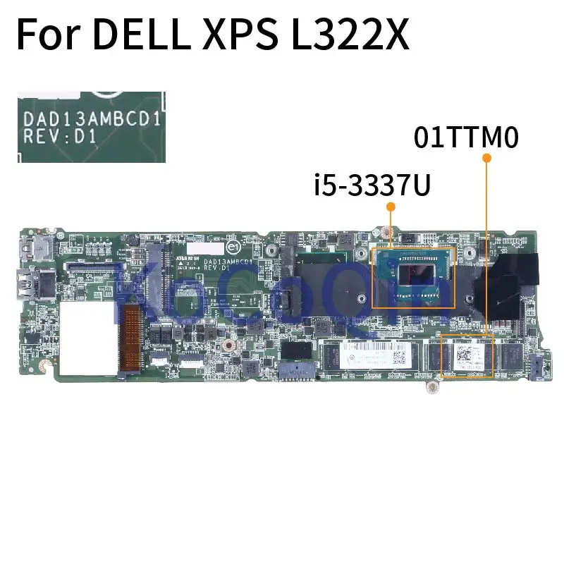 Para dell xps l322x i5-3337U notebook mainboard 01ttm0 dad13ambcd1 sr0xl 4gb ddr3 computador portátil placa-mãe