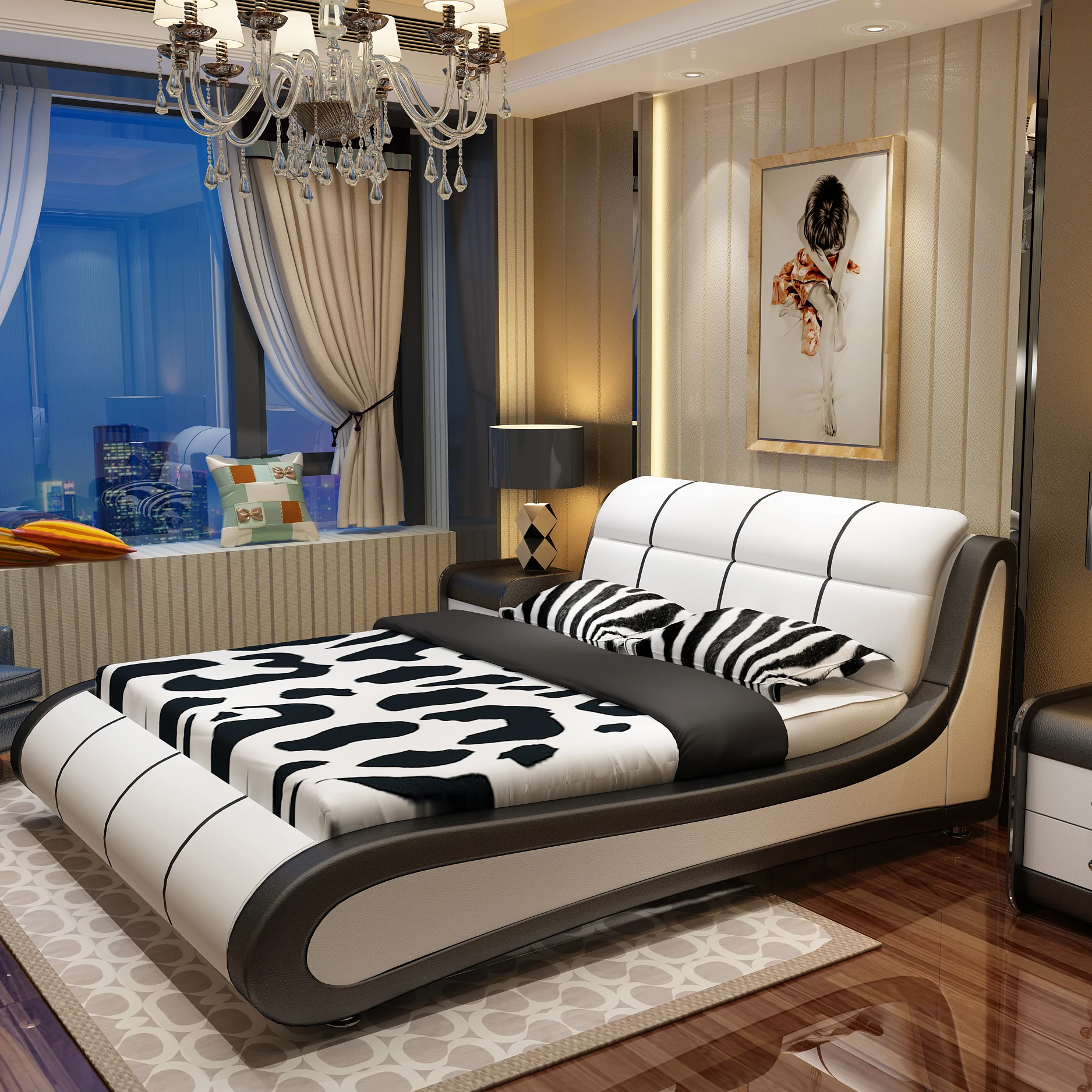 #2022 Newest Design Bedroom Furniture Set Solid Wood Modern Bed Frame