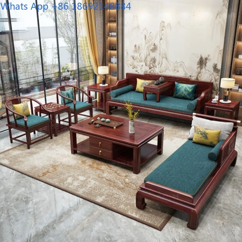 

Chaise Lounge Chair Solid Wood Living Room Bedroom Toffee Recliner Single Sofa Bed New Chinese Style Chaise Longue Wooden Sofa