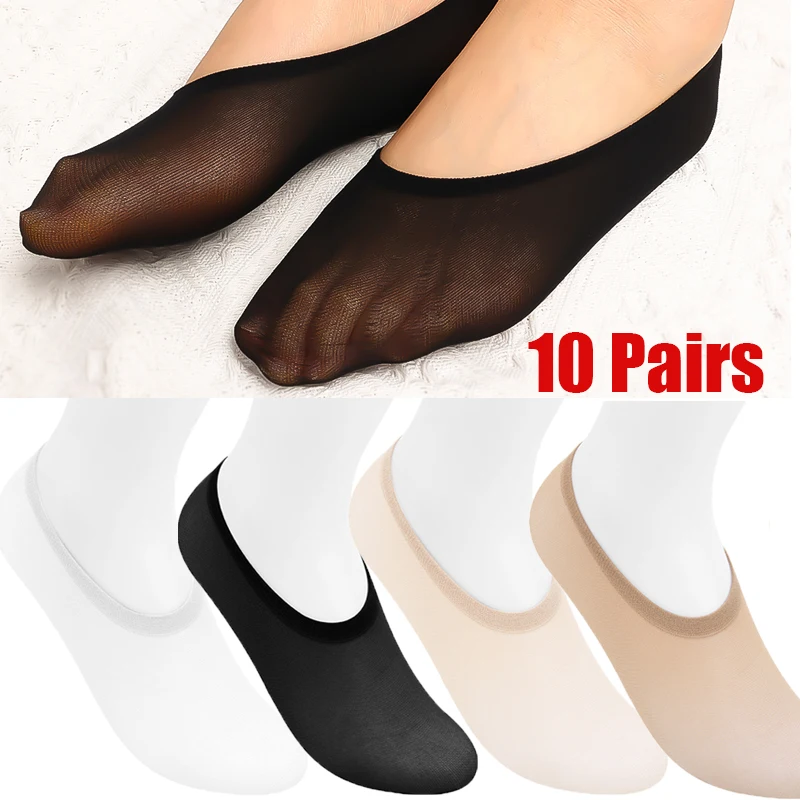 

10Pairs/Lot Women Summer Sock Slippers Invisible Socks Women Footsies Shoe No Show Socks for Women Girls Summer Non-slip Socks