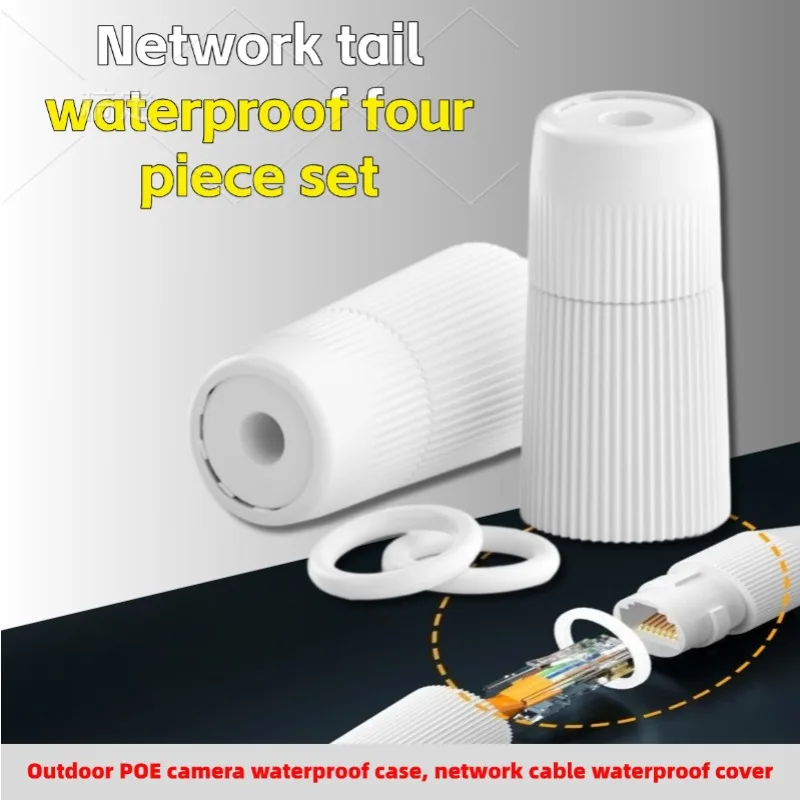 5PCS 9-Core Waterproof Cap for Network Cable, 4-Piece Outdoor POE Camera Weatherproof Cover Set-Surveillance CCTV IP68 Connector