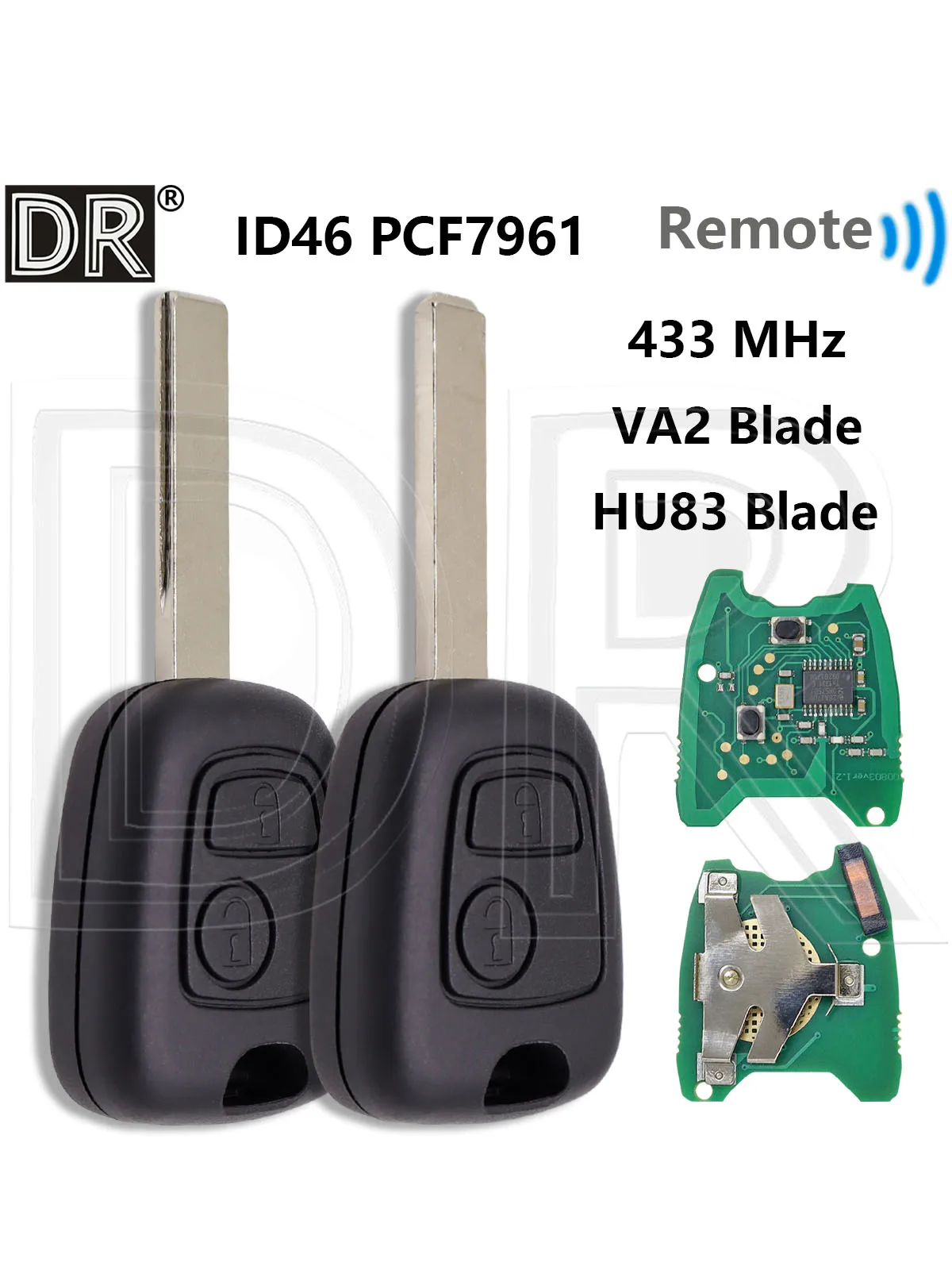 Clé de télécommande de voiture ID46 PCF7961, 433MHz, pour Peugeot 107 206 207 306 307 407, citroën C1 C2 C3 Saxo Xsara