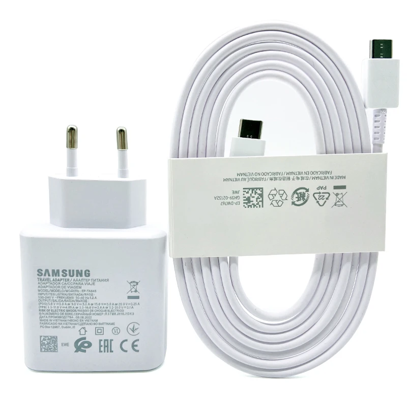 Samsung s24 S23 Ultra 45W Super Fast Charger PD3.0 Quick Charging EU USB-C Adapter For Galaxy S22 S20 Ultra Note 10 Plus F55 M55