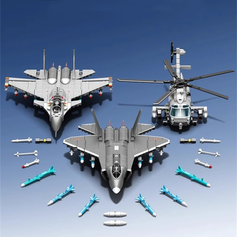 SEMBO carrier flight set helicopter military aircraft Flying Shark assembled model ornaments boys birthday gifts children's toys