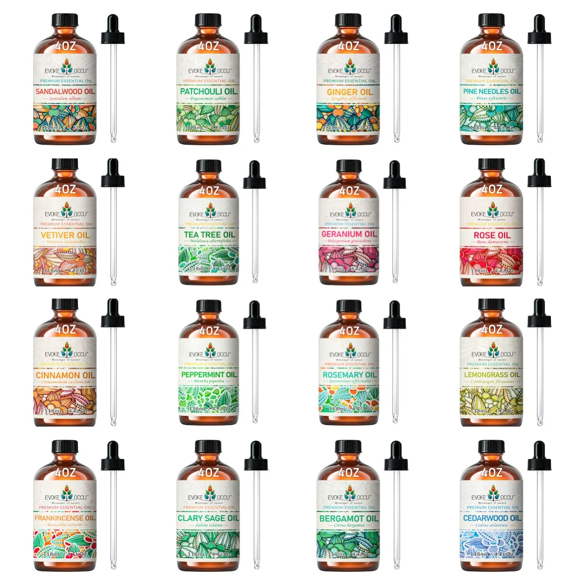 EVOKE OCCU 118ML/4 Fl.Oz.Pure Essential Oils for Fragrance Diffuser Humidifier Aromatherapy Massage DIY Candle Soap Making Bath