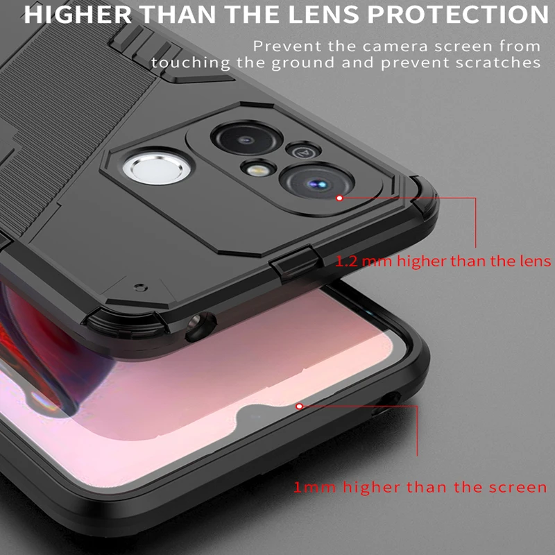 Case For Xiaomi Redmi 9 10 9A 9C 9T 10A 10C 12C Note 11 12 Pro 9S 10S 11S 12S POCO X3 NFC 4G 5G Armor Holder Back Phone Cover