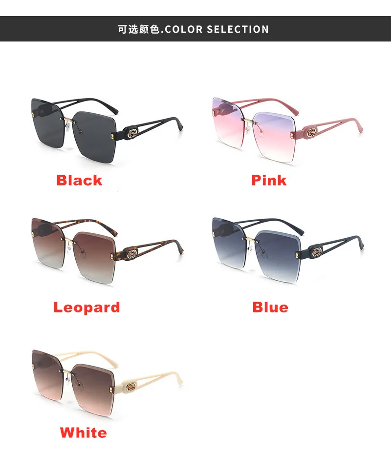Damen-Sonnenbrille im neuen Stil, rahmenlos, mit geschliffenen Kanten, kleine, elegante Sonnenbrille DS-2448, modische Brille für Damen – Detail 4