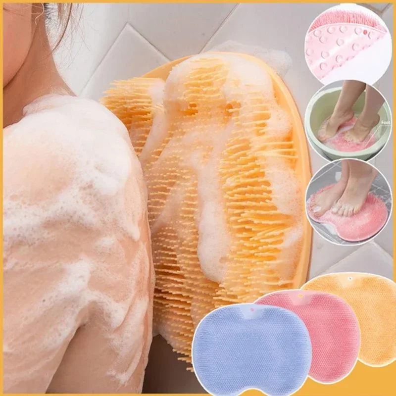 Reusable Shower Back Scraper Cleaning Brush Shower Feet Cleaner Wash Mat Multifunction Sucker Wall Mat Rub Foot Arms Body Bath