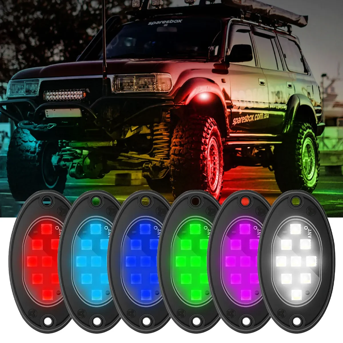 2/4 stücke RGB Auto LED Chassis Lichter LED Rock Lichter 9SMD Flugzeug Blinkende Dekorative Chassis Motorrad UTV ATV SUV Boden Lampe