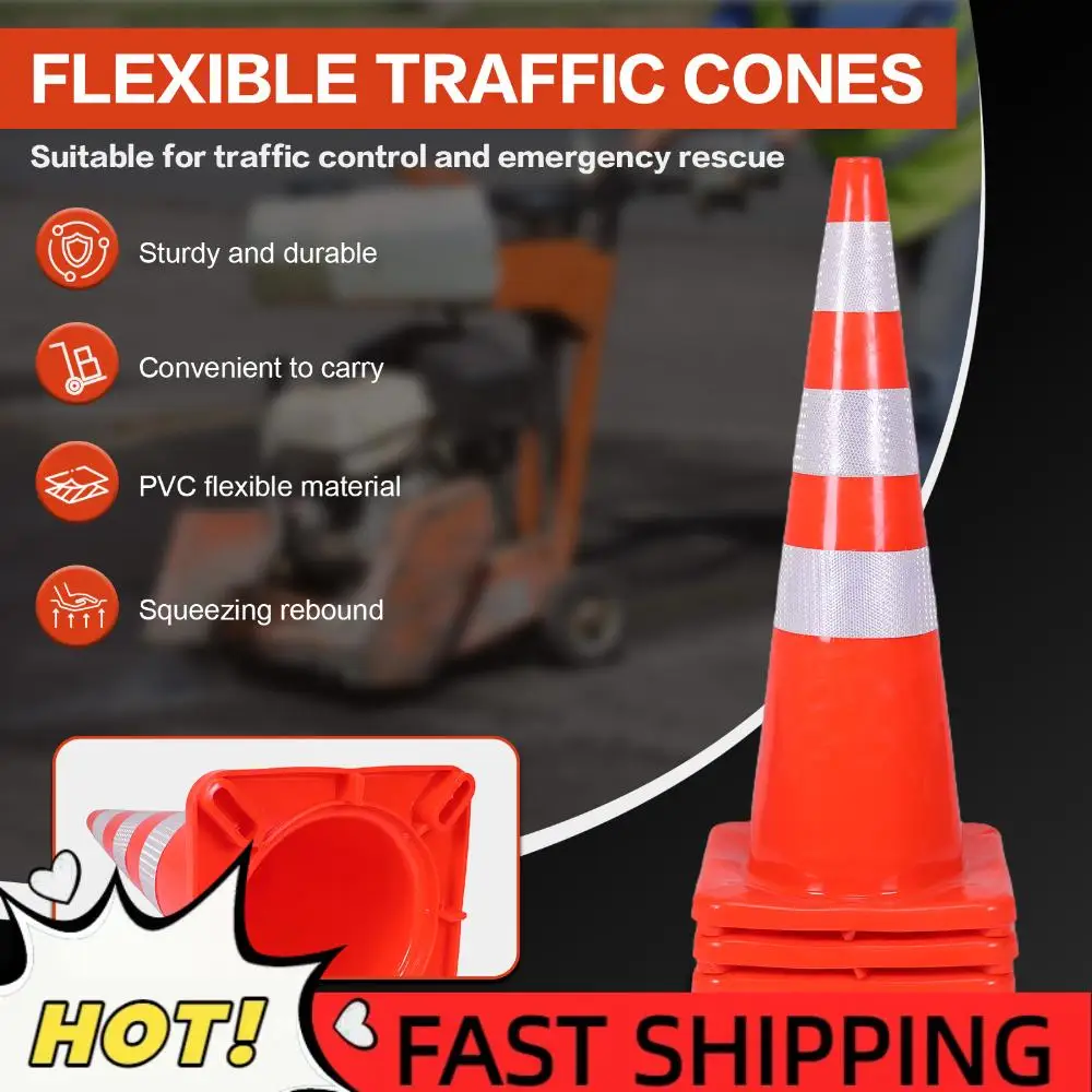 

Конусы оранжевые 35 дюймов, 6 штук в упаковке, из ПВХ, многофункциональные, со светоотражающими вставками, для строительных работ, мероприятий, подъездных путей, парковок