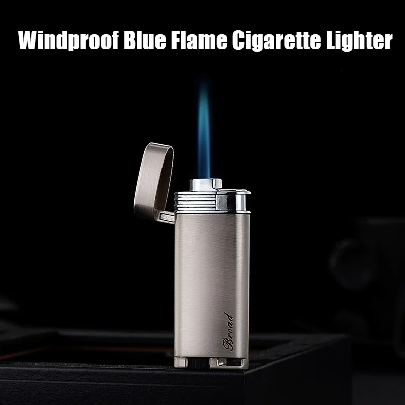 

New Cigar Igniter Metal Direct Blue Flame Inflatable Lighter Windproof Open Fire Smoke Cigarettes Lighters & Smoking Accessories