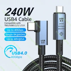 Elbow PD240W USB4.0 40Gbps Type C to C Cable 5A Fast Charging Cable 8K@60Hz for iPhone 15 Pro Max MacBook PS5 Samsung Steam Deck