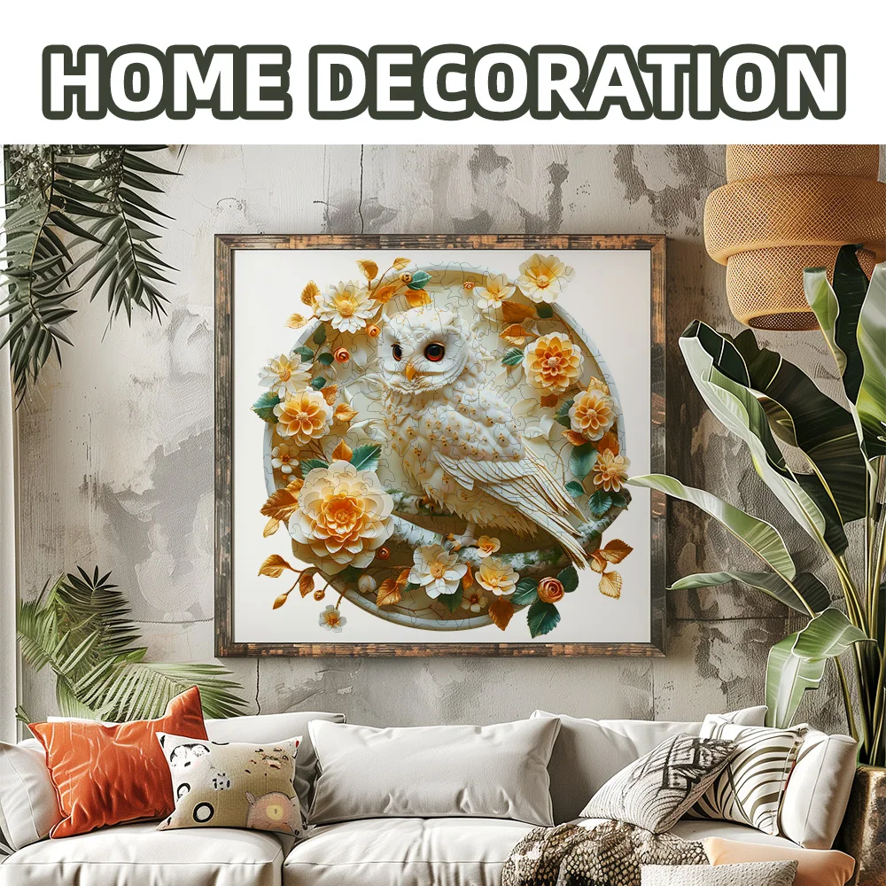 Kreatywne drewniane puzzle dla dorosłych - sowa, pingwin, drzewo szczęścia - nieregularne klocki - zabawne gry na imprezy festiwalowe,