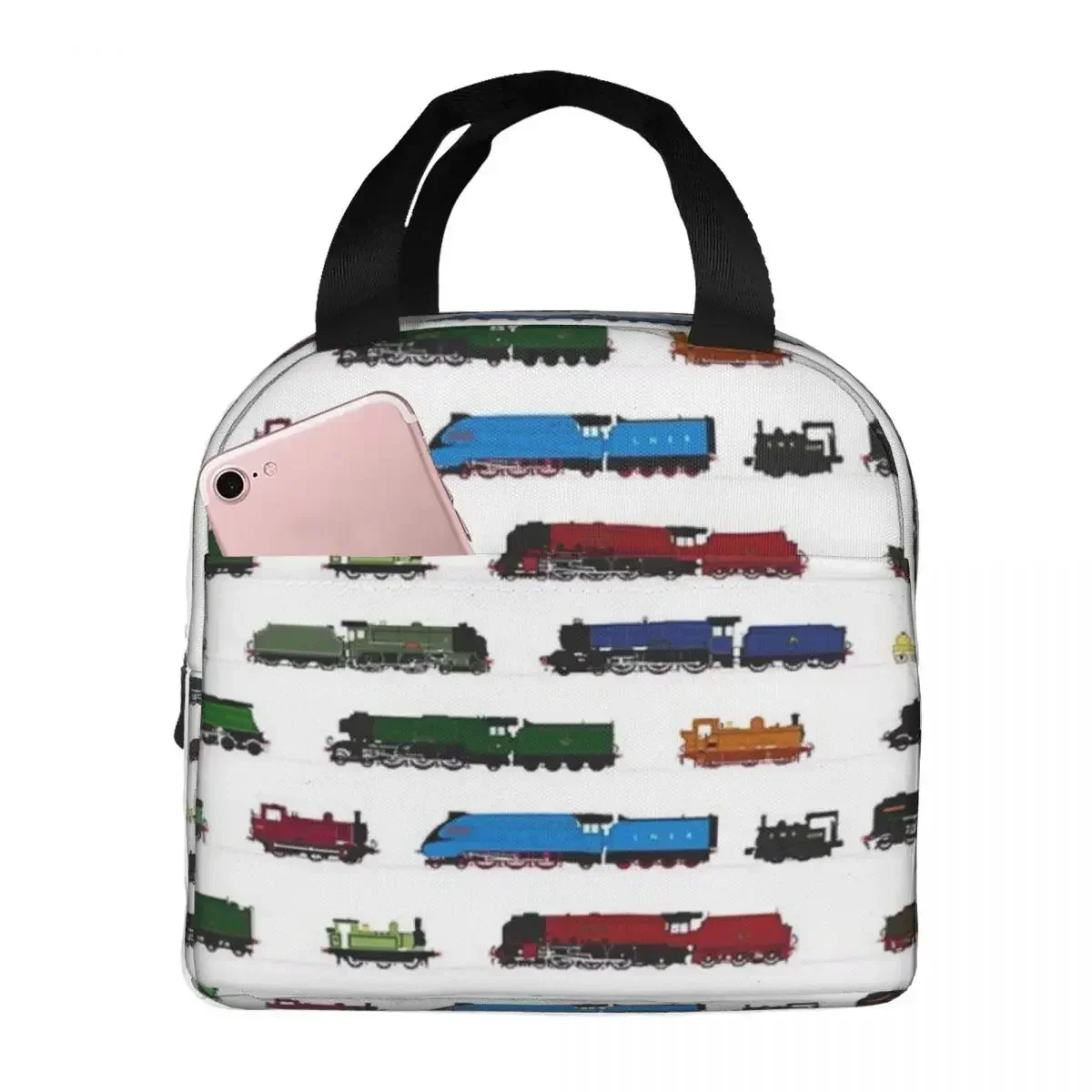 Iconic British Steam Trains Insulated Lunch Bags Portable Picnic Bags Thermal Cooler Lunch Box Lunch Tote for Woman Work Kids