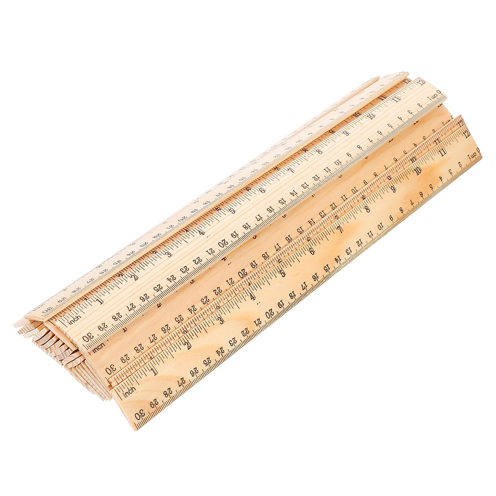 36 قطعة 12 بوصة 30 سنتيمتر خشبية مسطرة مستقيمة الخشب الطبيعي المزدوج مقياس متري الهندسة أداة قياس للمدرسة