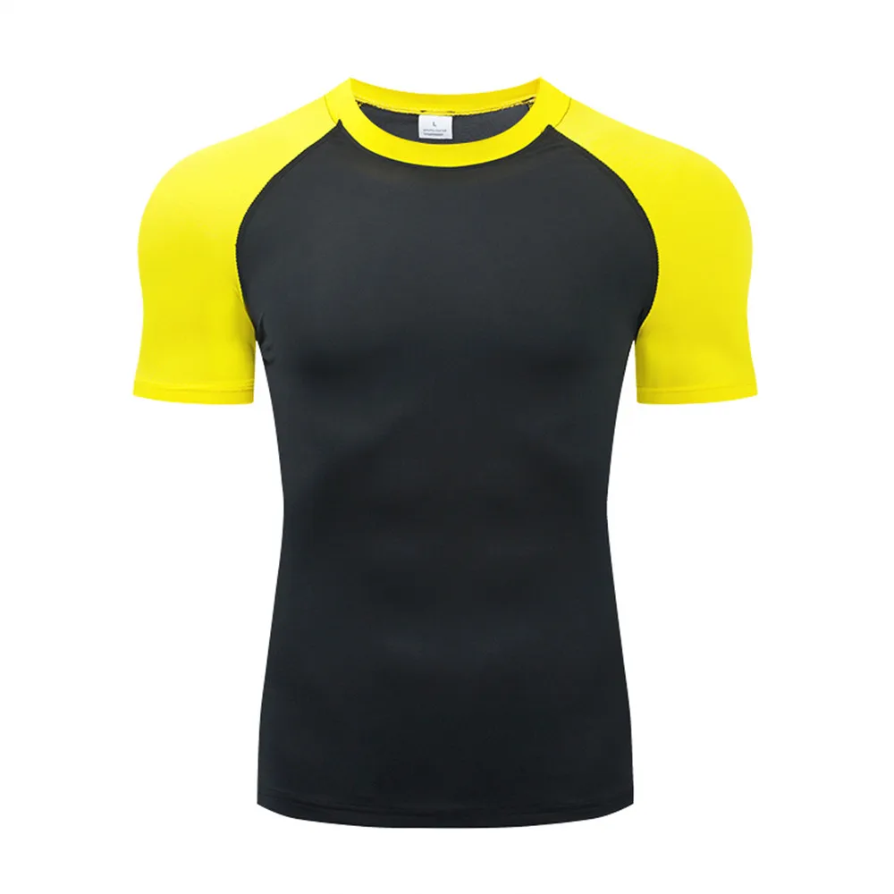 

Contrast Color Raglan Sleeve Sports T-Shirt for Gym Running Stretchy Quick Dry Fitness Top