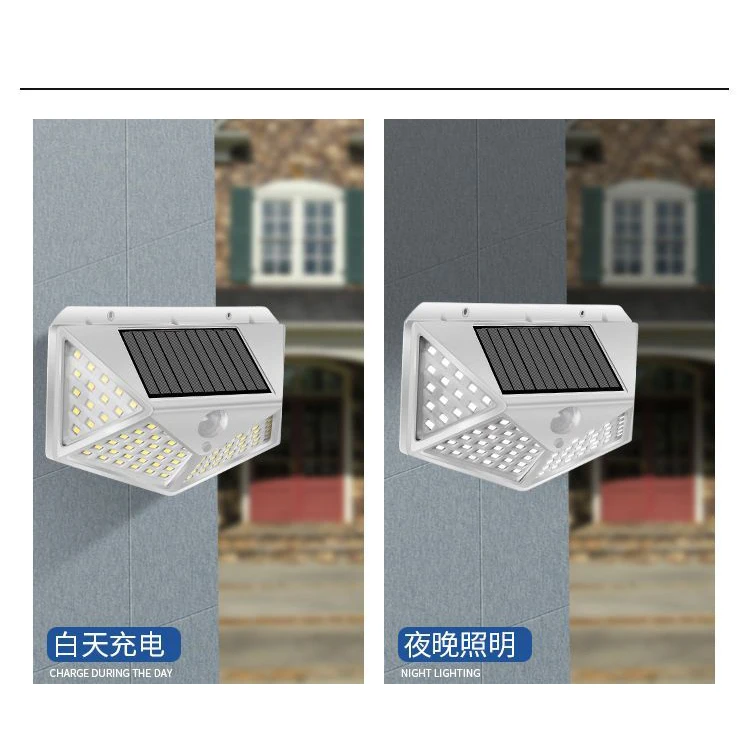 100 LED Solar Wall Light Outdoor Waterproof Solar Lamp PIR Motion Sensor Solar Powered Sunlight Street Light Stairs Garden Decor