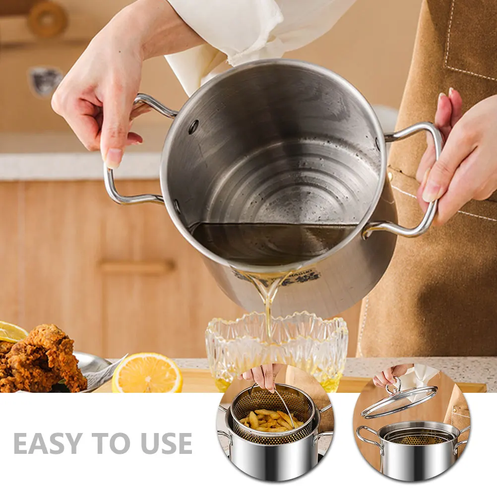

1 комплект, кастрюля из нержавеющей стали, корзина для фритюрницы, антипригарные кухонные принадлежности, безопасная эффективная корзина для жарки