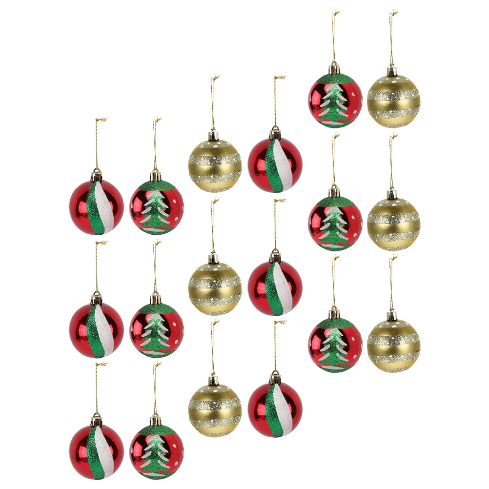 

18pcs 2 Sets Christmas Tree Hanging Balls Plastic Ornaments Holiday Decor Xmas Christmas Balls Pendants Baubles Pendant