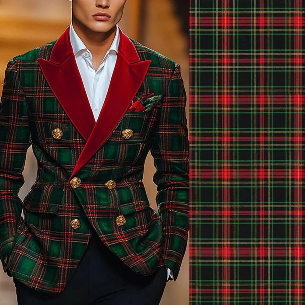 

Classic Plaid Check Suits Men Slim Fit Double Breasted Jacket Pants 2 Piece Man Daily Blazers Customized Groom Wedding Tuxedos