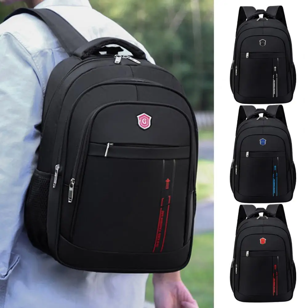 Men Backpack Large Capacity Waterproof Zipper Closure Oxford Cloth Wear-resistant Travel Laptop Bag Backpack Office Supplies