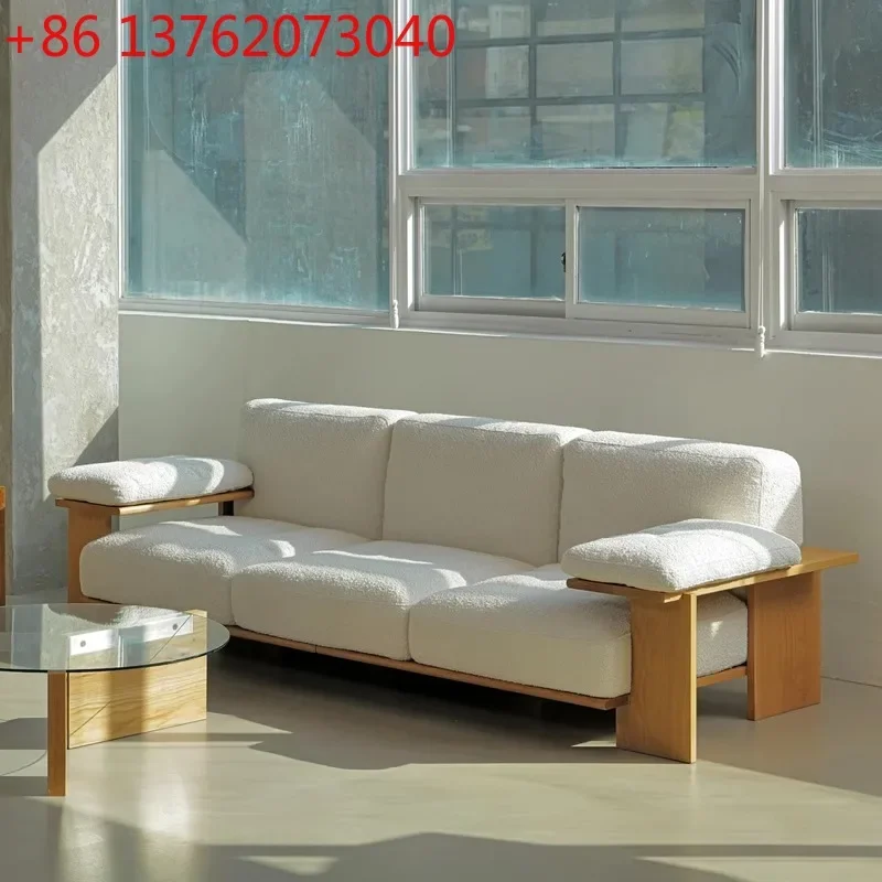 Living room small apartment modern minimalist designer creative lamb wool three-person sofa