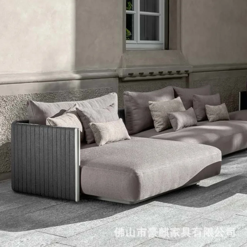 Outdoor rattan sofa waterproof villa courtyard hotel terrace outdoor sun room aluminum alloy sofa combination coffee table